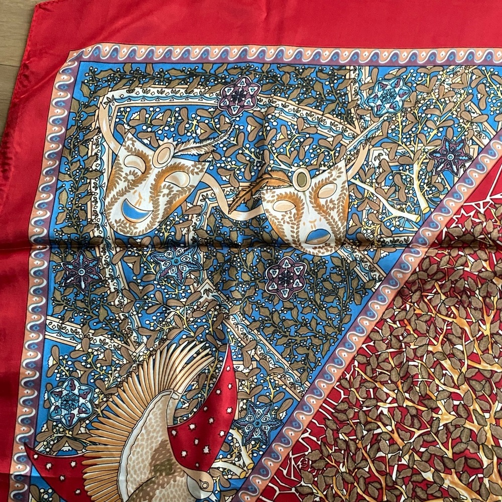 Red Silk-like Scarf - Picture 4 of 7